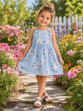 Carter’s 3T Floral Dress Toddler Girls Blue Sleeveless Spring & Summer Sundress